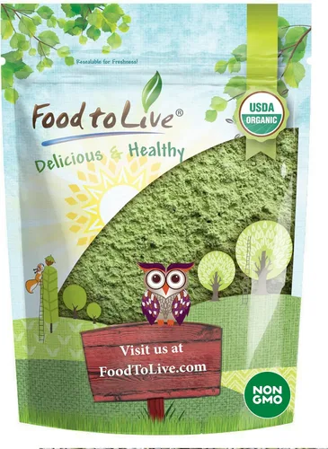 Food to Live Polvo de pasto de trigo orgánico, 1 libra, sin OMG, hoja entera, crudo, no irradiado, puro, vegano, a granel, ideal para jugo, rico en