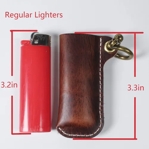 Miniatura 5 de HUMWE BIC - Funda para encendedor de cuero para encendedor de tamaño estándar, funda de cuero genuino con grilletes de herradura de metal