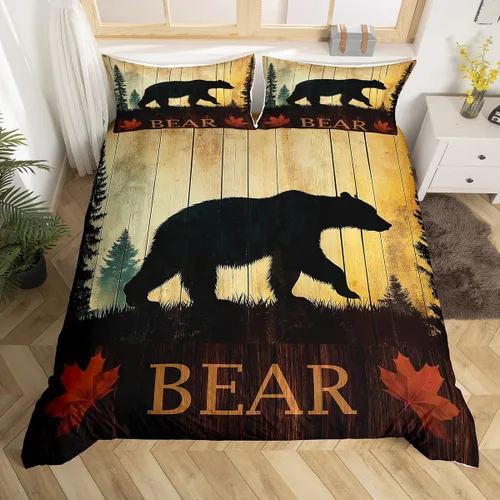 Miniatura 14 de Funda de edredón de ciervos de alce, juego de ropa de cama de animales del bosque, decoración rústica de granja, funda de edredón individual