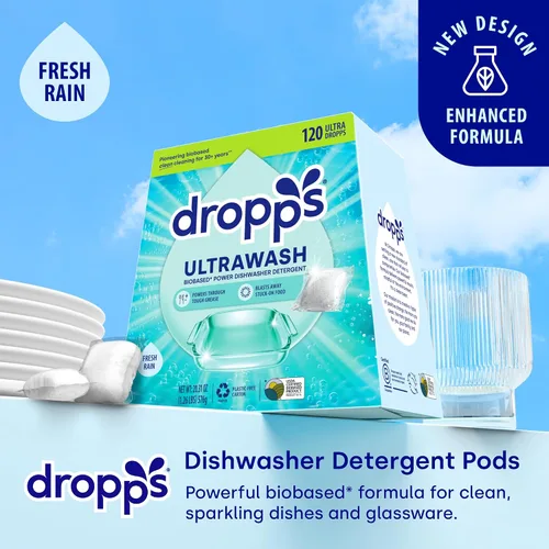 Miniatura 2 de Dropps UltraWash Plus Cápsulas de detergente para lavavajillas, limón cítrico (64 unidades) - Triple potencia de acción Ayuda de enjuague
