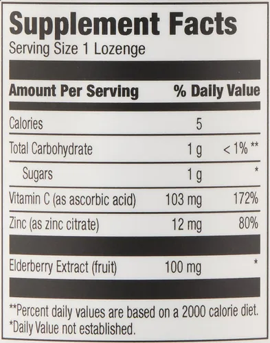 Miniatura 5 de Amazon Elements Complejo de saúco, apoyo al sistema inmunológico, 60 pastillas con sabor a bayas, saúco 100 mg, vitamina C 103 mg, zinc 12 mg por