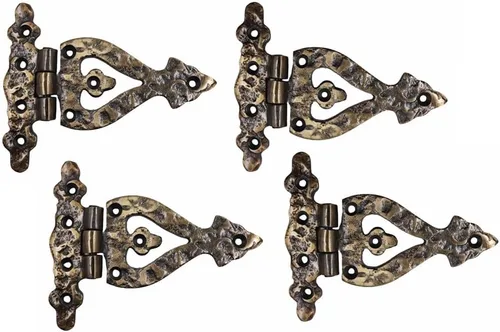 Miniatura 6 de The Metal Magician Bisagras negras con correa en T, paquete de 4 bisagras de puerta de granero resistentes (5.2 x 4.5 pulgadas) para cercas
