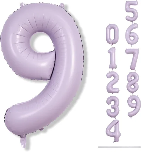 Miniatura 41 de Globos morado pastel de número 12, 40 pulgadas, globos gigantes de aluminio, de mylar, número 1 y 2, para niñas de 12 años, globos lilas