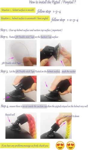 Miniatura 5 de Coletas para Casco con Nudo de Lazo de 14 Pulgadas Decoración de Cola de Caballo para Casco de Motocicleta Bicicleta Esquí Accesorios para Casco