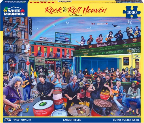 White Mountain Rompecabezas de 1000 piezas divertido para festivales de música con piezas grandes, regalo para adultos y familia de 24 x 30