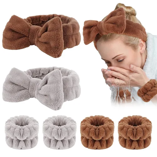 Miniatura 22 de WHAVEL Juego de 6 diademas y pulseras de spa, cintillo de lavado facial, muñequeras para lavar la cara, maquillaje, cuidado de la piel, banda