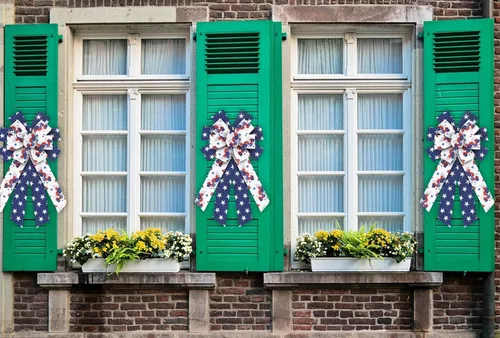 Miniatura 5 de 2 rollos de cintas patrióticas del 4 de julio para manualidades, cinta de borde con alambre para el Día de los Caídos, cintas de arpillera azul
