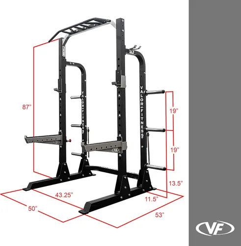 Miniatura 8 de Valor Fitness Máquina de sentadillas de media rejilla - Estación de dominadas de agarre múltiple de 5 posiciones - Altura ajustable, almacenamiento