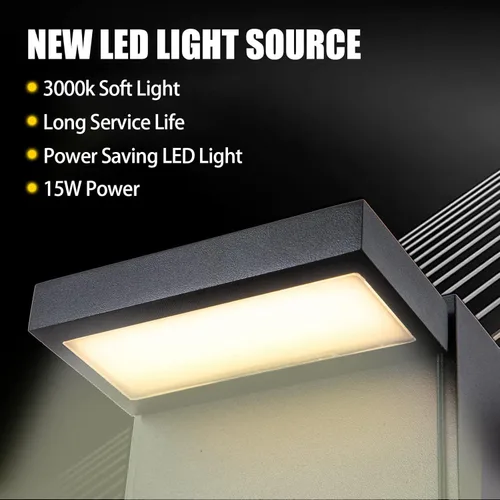 Miniatura 8 de Nigaut Luz de porche del atardecer al amanecer con salida GFCI, moderna lámpara LED de pared para exteriores con toma incorporada, aplique