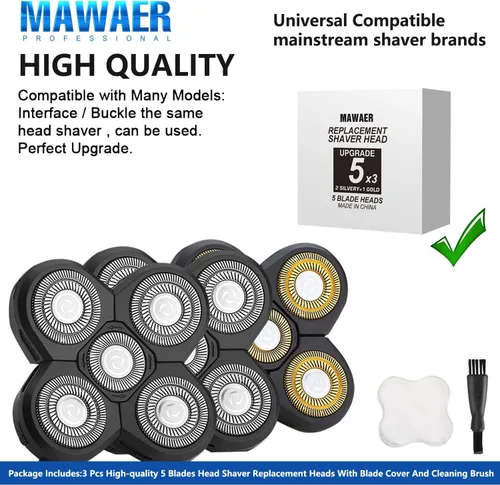 Miniatura 4 de 3 piezas universales 5 cuchillas para FREEBIRD FREEDOM GROOMING cabeza afeitadora cabezas de repuesto