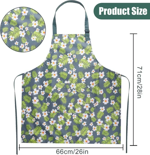 Miniatura 2 de Jeffbaubl Paquete de 4 delantales florales con bolsillo, delantales de cocina ajustables, delantales impermeables para mujeres, delantales de cocina