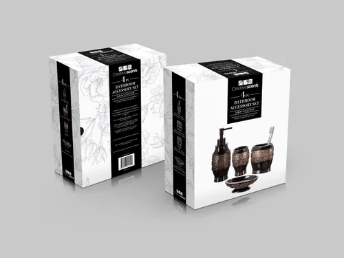 Miniatura 6 de Creative Scents Dublin Brown - Juego completo de accesorios de baño de 4 piezas, juego de accesorios de baño de lujo, dispensador de jabón