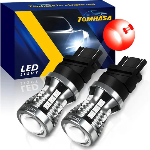 Bombillas LED 3157 rojas para luces de freno, 24 conjuntos de chipsets SMD 300% más brillantes 3056 3156 3057 4157. Bombillas LED de repuesto para