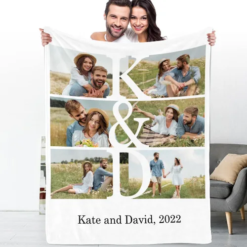 Miniatura 12 de Manta personalizada con corazones con fotos para mamá papá, manta personalizada para la cama, manta de forro polar, regalo para la familia, regalo