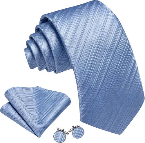 Miniatura 30 de Barry.Wang Juego de corbatas para hombre, corbata de seda a rayas, tejido a cuadros, gemelos formales, negocios, boda