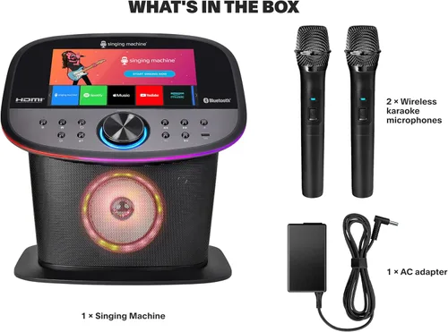 Miniatura 9 de Singing Machine Platinum Plus - Sistema de karaoke todo en uno con 2 micrófonos inalámbricos, Bluetooth/WiFi, altavoz de sonido portátil premium