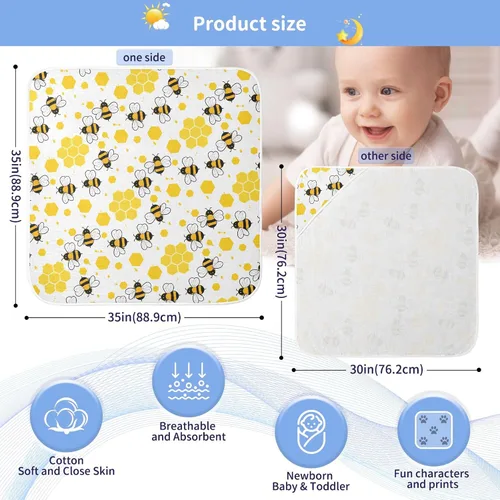 Miniatura 4 de Honey Bees - Toalla de baño para niños y niñas, color amarillo, abejorro, colmena, con capucha, toallas para recién nacidos, de algodón orgánico