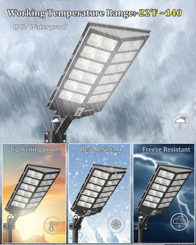 Miniatura 4 de Ofuray Of-9800W Luces solares de calle para exteriores, luces solares de seguridad con control remoto para estacionamiento, 6500K, impermeables