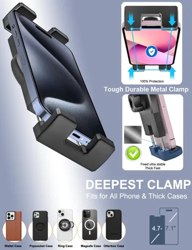 Miniatura 4 de Soporte de teléfono con ranura para CD, altura ajustable, soporte de teléfono para reproductor de CD, soporte universal ultra resistente
