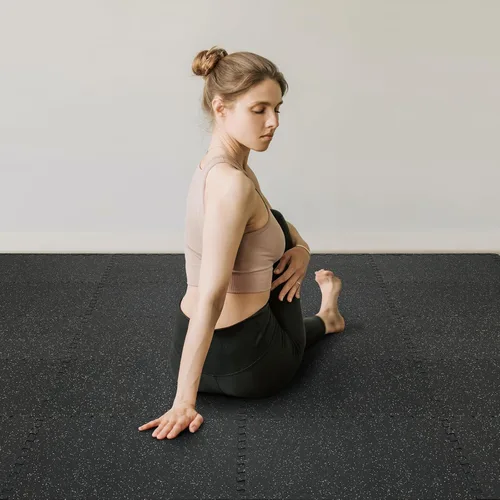 Miniatura 10 de VEVOR Suelo de gimnasio de 0.56 pulgadas y 48 pies cuadrados, 12 baldosas para gimnasio en casa, superficie de goma con espuma EVA de alta densidad