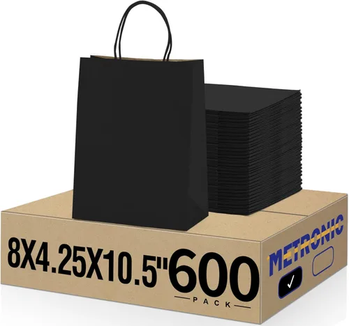 Miniatura 25 de Metronic - Bolsas de regalo de papel kraft con asas de 16 x 6 x 12 pulgadas, paquete de 6000 Para Navidad, recuerdos de fiesta de cumpleaños