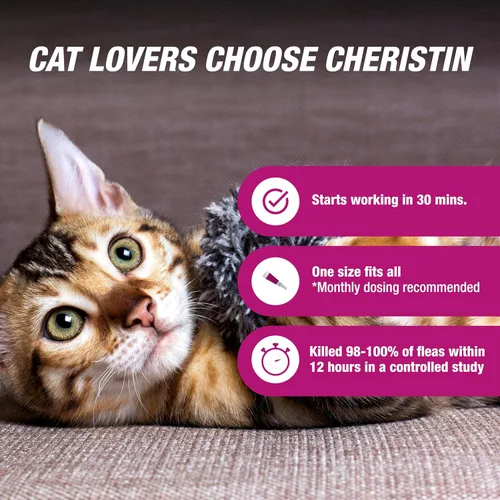 Miniatura 3 de Cheristin Tratamiento y prevención de pulgas para gatos Tratamiento tópico de pulgas de acción rápida para gatos de más de 1.8 libras 1 unidad