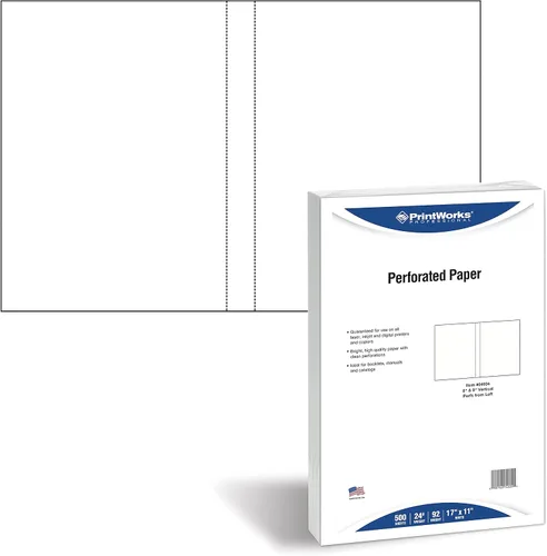 Miniatura 15 de PrintWorks Papel perforado vertical profesional de 5/8 pulgadas, 8.5 x 11 pulgadas, perfecto para folletos y catálogos, fabricado en los Estados