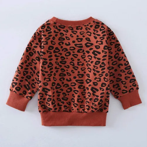 Miniatura 4 de Conjunto de ropa con estampado de leopardo para niñas pequeñas, camiseta de manga larga y pantalones, 2 piezas