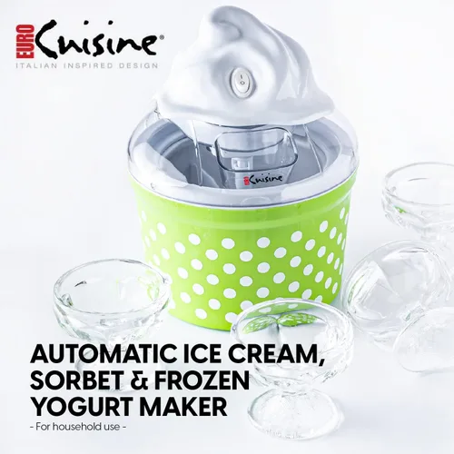 Miniatura 2 de Euro Cuisine Máquina para hacer helados, sorbetes y yogur congelado, máquina casera para hacer helados para niños con 4 vasos de vidrio, tazón