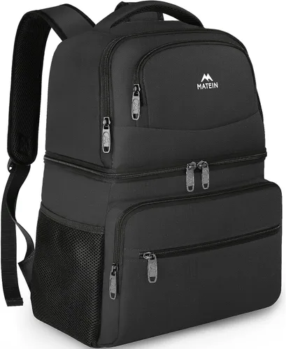 Miniatura 14 de MATEIN Mochila enfriadora, 26 latas, mochila térmica de almuerzo para hombres y mujeres, a prueba de fugas, de doble capa, mochila de almuerzo Gris