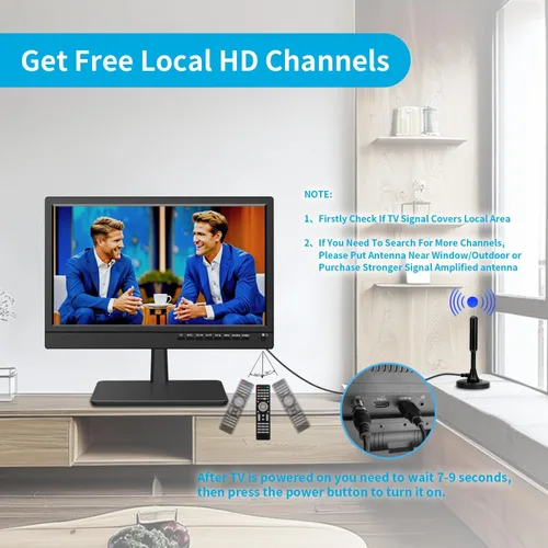 Miniatura 3 de Feihe TV de cocina pequeña de 14 pulgadas: sintonizador digital ATSC, puertos HDMI/USB/TF/auriculares, control remoto para cocina/dormitorio/RV
