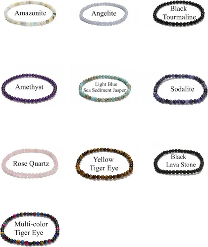 Miniatura 4 de JM Design Pulsera de cuentas redondas lisas de amazonita pequeña, tamaño 0.157 in, 7.5 pulgadas de longitud