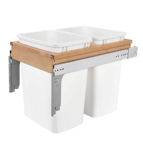 Rev-A-Shelf - 4WCTM-18DM2 - Doble 35 Qt. Montaje superior extraíble de madera y contenedor de desechos para 1-1/2 in, blanco. Gabinete de armazón