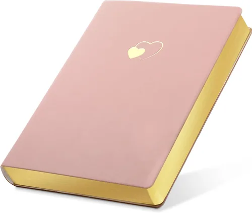 Miniatura 14 de CAGIE Cuaderno con líneas para mujeres y niñas de 256 páginas, lindo diario con cuero en forma de corazón para escribir, cuadernos A5 de tapa blanda