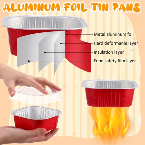 Miniatura 6 de Aoriher - Juego de 150 piezas de moldes para pasteles mini con tapas, moldes de aluminio con papel de aluminio, moldes desechables cuadrados de 296