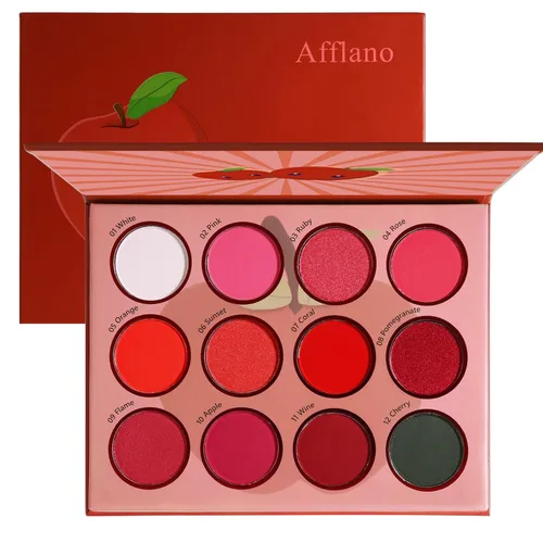 Miniatura 9 de Paleta de sombra de ojos rosa, 12 colores melocotón, mate y brillante, altamente pigmentada, rosa, mini paleta de sombra de ojos, cálida y natural