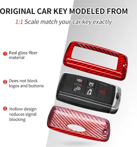 Miniatura 3 de T-carbon - Funda para llavero compatible con Land Rover, Funda protectora para llavero de fibra de vidrio real compatible con Jaguar Defender 110S