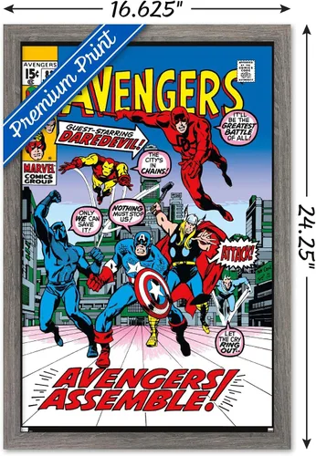 Miniatura 3 de Trends International Marvel Comics - Póster de pared de Avengers #82, 22.4 pulgadas de largo x 14.7 pulgadas, versión enmarcada en madera de granero