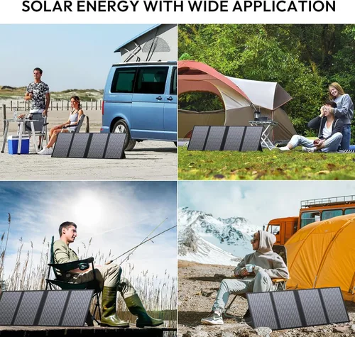 Miniatura 8 de Panel solar portátil, cargador de panel solar plegable de 60 W para generador portátil, estación de energía eléctrica, viene con soportes