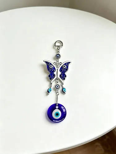 Miniatura 3 de Decoración colgante de pared con diseño de mariposa azul y ojo malvado, amuleto de mariposa para puerta de automóvil, accesorios colgantes de adorno