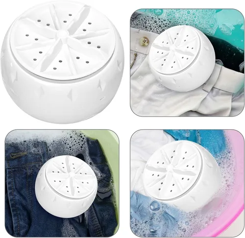 Miniatura 9 de SEWACC Lavadora de mini turbina USB alimentada por USB, lavadora ultrasónica portátil para casa rodante, viajes, universidad, apartamento, lavado
