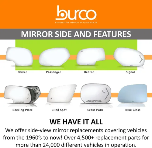 Miniatura 8 de Burco 4296 - Espejo de cristal plano sin calefacción, OEM # 51162755629, se adapta a Mini Cooper 2007-2015, Mini Cooper Countryman 2011, 2012, apto