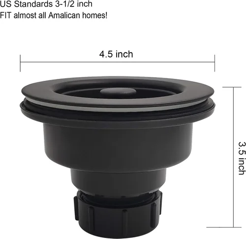 Miniatura 6 de GZILA Colador y tapón de drenaje para fregadero de cocina de 3-1/2 pulgadas, color negro mate con cesta de basura extraíble a juego para fregaderos