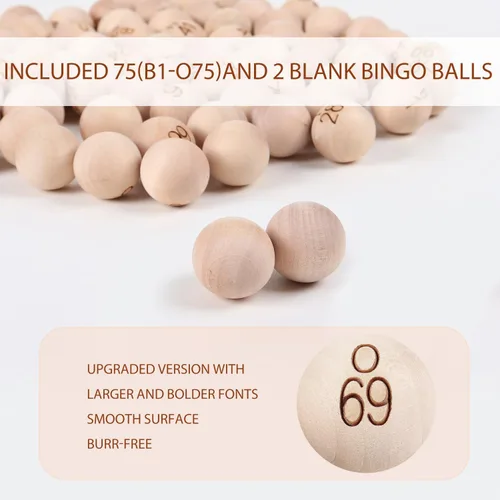Miniatura 5 de GSE Games & Sports Expert Bolas de bingo de 7/8 pulgadas, bolas de juego de bingo de repuesto de madera maciza para fiestas, rifas de premios