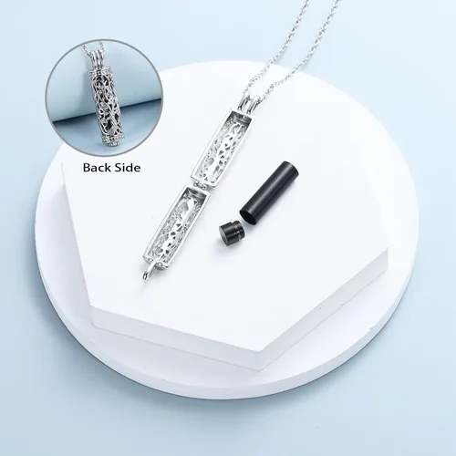 Miniatura 17 de shajwo Joyería de cremación cilíndrica, collar de cenizas de urna del árbol de la vida para mujeres y hombres, vial de cremación de cenizas