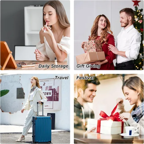 Miniatura 8 de Elegant Gift Jewelry Box with Mirror - 3-Layer Organizer for Earrings, Rings, Necklaces, Ready to Give for Birthday Anniversary Christmas Apricot