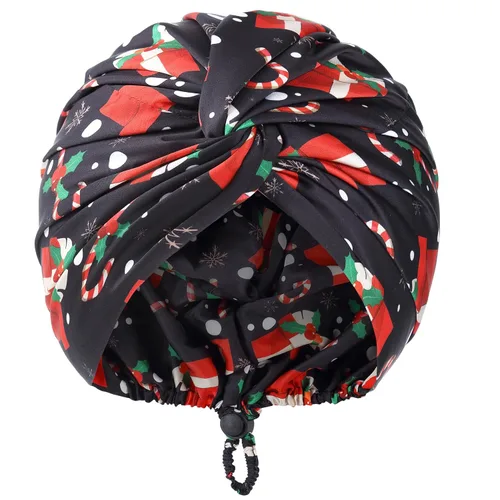 Miniatura 25 de Gorro de satén de seda ajustable para envolver el cabello para dormir, gorro de dormir de doble capa, turbante nocturno para cabello largo y rizado