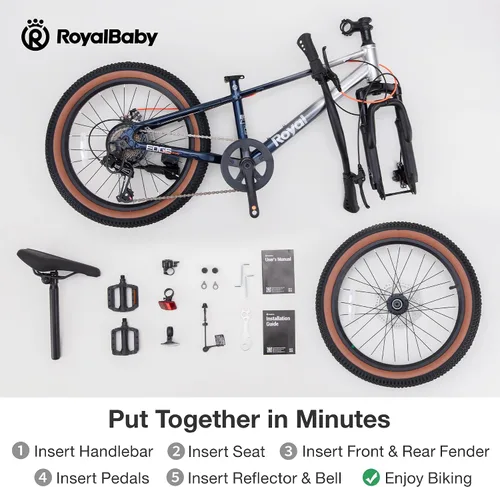Miniatura 6 de RoyalBaby Bicicleta de montaña para niños y niñas, bicicleta ultraligera de aluminio con ruedas de 20 a 26 pulgadas para niños de 6 a 14 años