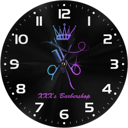 Miniatura 13 de Reloj de pared personalizado para peluquería, añade tu texto, reloj de peluquería rojo personalizado, reloj de pared para salón de belleza, regalo