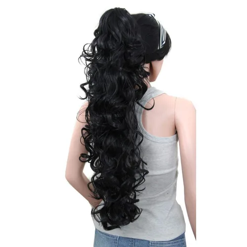 Miniatura 3 de KUKI - Extensión de cabello sintético largo y rizado de 31 pulgadas, con pinza y mandíbula, 1B